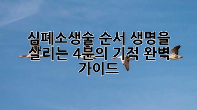 심폐소생술 순서🚨: 생명을 살리는 4분의 기적✨ 완벽 가이드